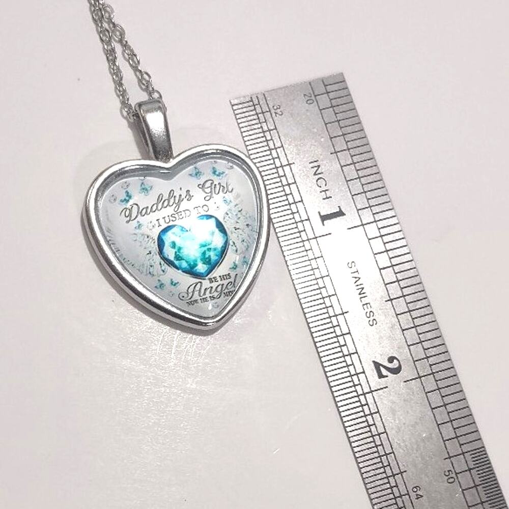 925 Silver Chain Heart Necklace Dad Funeral Death Mourning Pendant Message NEW!